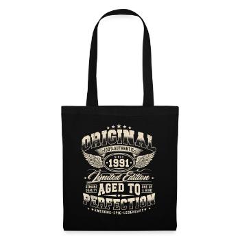 Cadeau d’anniversaire vintage rétro vintage 1991 - Sac en tissu - noir - Devant