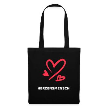 Herzensmensch Freundschaft - Stoffbeutel - Schwarz - Vorne