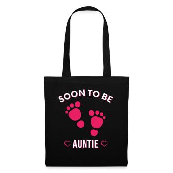 Bientôt tante, tante mignonne, nouvelle tante, drôle de tante - Sac en tissu - noir - Devant