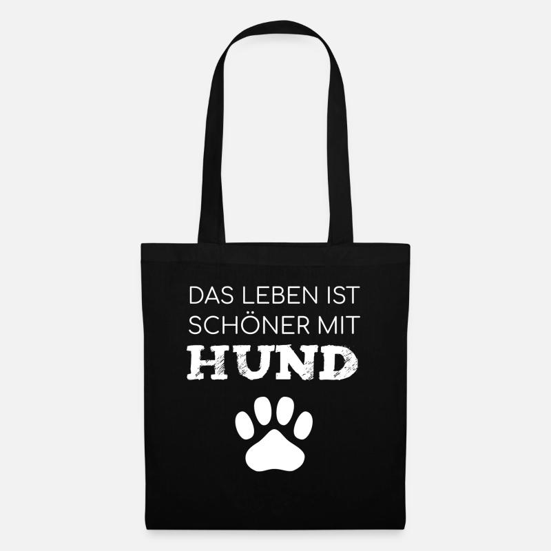 Das Leben Ist Schöner Mit Hund Pfote - Stoffbeutel - Schwarz