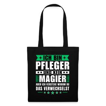 Ich bin Pfleger und kein Magier - Stoffbeutel - Schwarz - Vorne