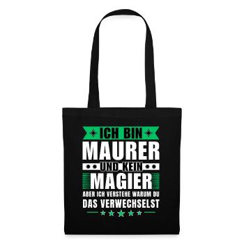 Ich bin Maurer und kein Magier - Stoffbeutel - Schwarz - Vorne