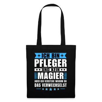 Ich bin Pfleger und kein Magier - Stoffbeutel - Schwarz - Vorne