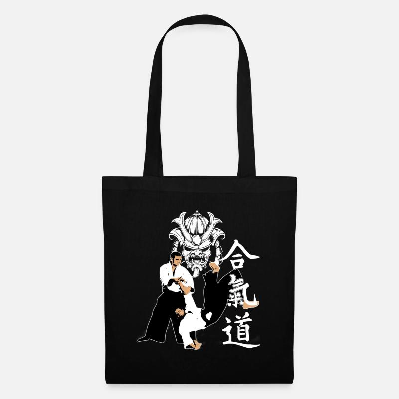 Aikido samurai mask - Tote Bag - black