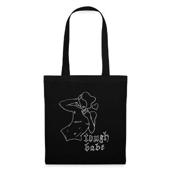 tough babe outlines weiß - Stoffbeutel - Schwarz - Vorne