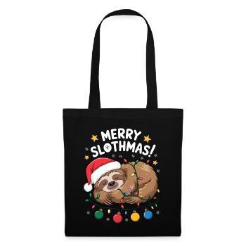 Sloth Christmas Funny Sleeping Fairy Lights - Tote Bag - black - Front