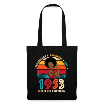 Frau Afro Jahrgang 1953 - Stoffbeutel - Schwarz - Vorne