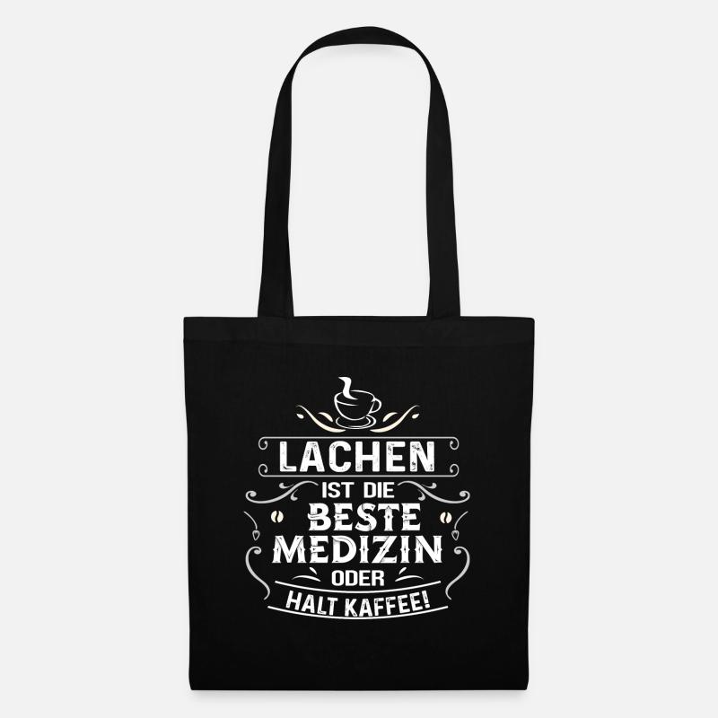 Neu Cooles Shirt LACHEN UND MEDIZIN - Stoffbeutel - Schwarz