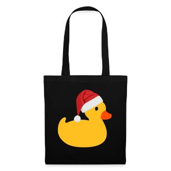 Canard Squeak avec le chapeau du père Noël - Sac en tissu - noir - Devant