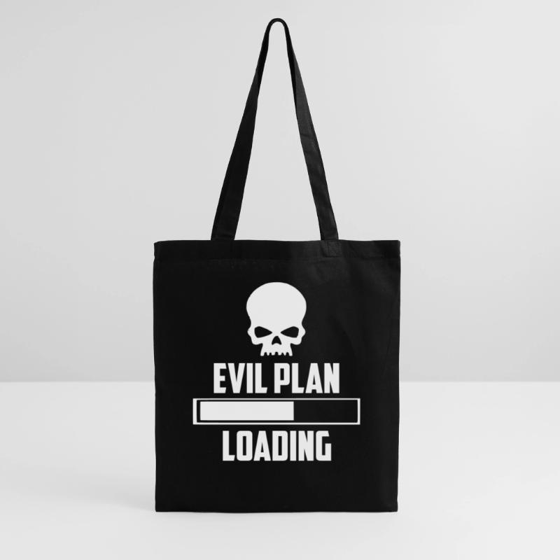 evil plan loading funny logo Tote Bag