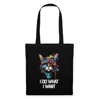I Do What I Want Katze mit Sonnenbrille - Stoffbeutel - Schwarz - Vorne