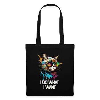 I Do What I Want Katze mit Sonnenbrille - Stoffbeutel - Schwarz - Vorne
