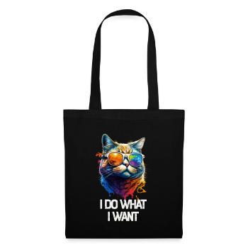 I Do What I Want Katze mit Sonnenbrille - Stoffbeutel - Schwarz - Vorne