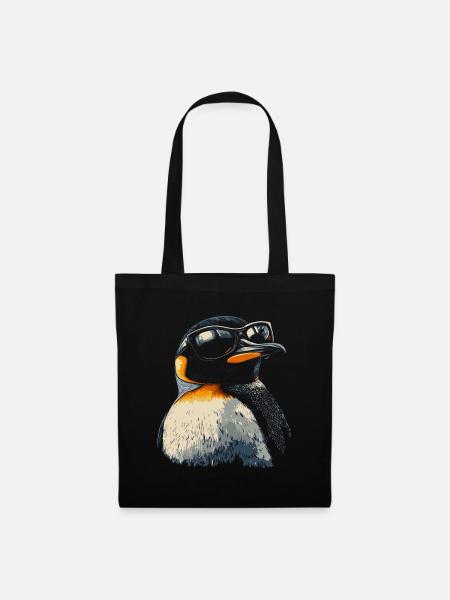 Pinguin cool Sonnenbrille Tiere Tier - Stoffbeutel - Schwarz