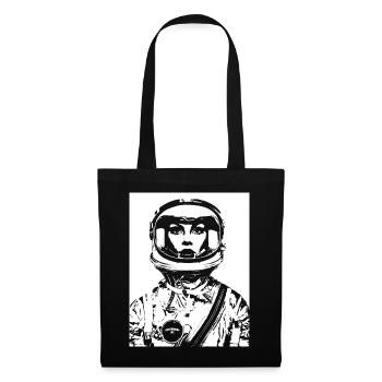 ASTRONAUTIN ASTRONAUT FRAU FRAUENPOWER STENCIL - Stoffbeutel - Schwarz - Vorne