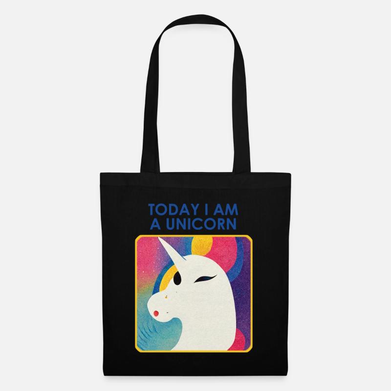 Licorne avec devise – Design unique - Sac en tissu - noir