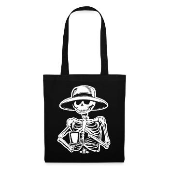 Sarcastique Drôle Squelette Buvant du café expresso - Sac en tissu - noir - Devant