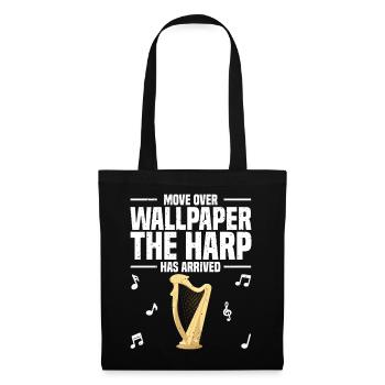 Harfe Musikinstrument Harfenist Orchester Geschenk - Stoffbeutel - Schwarz - Vorne