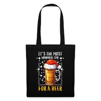 Weihnachten Bier Weihnachtsbier Prost Lustig Humor - Stoffbeutel - Schwarz - Vorne