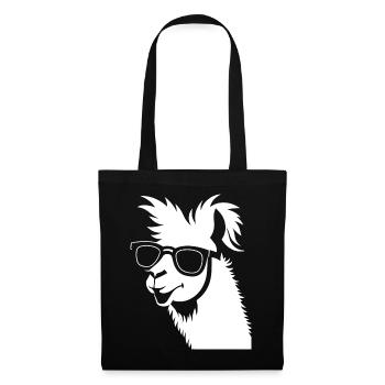Lustiges Lama mit Sonnenbrille Coole Lamas - Stoffbeutel - Schwarz - Vorne