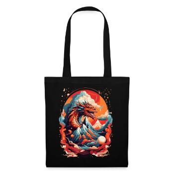 DRAGON BETWEEN MOUNTAINS & LAVA & FIRE, RETRO - Tote Bag - black - Front