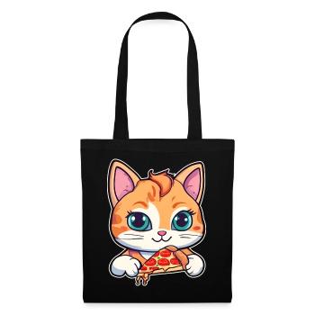 Le chat adore la pizza - Sac en tissu - noir - Devant