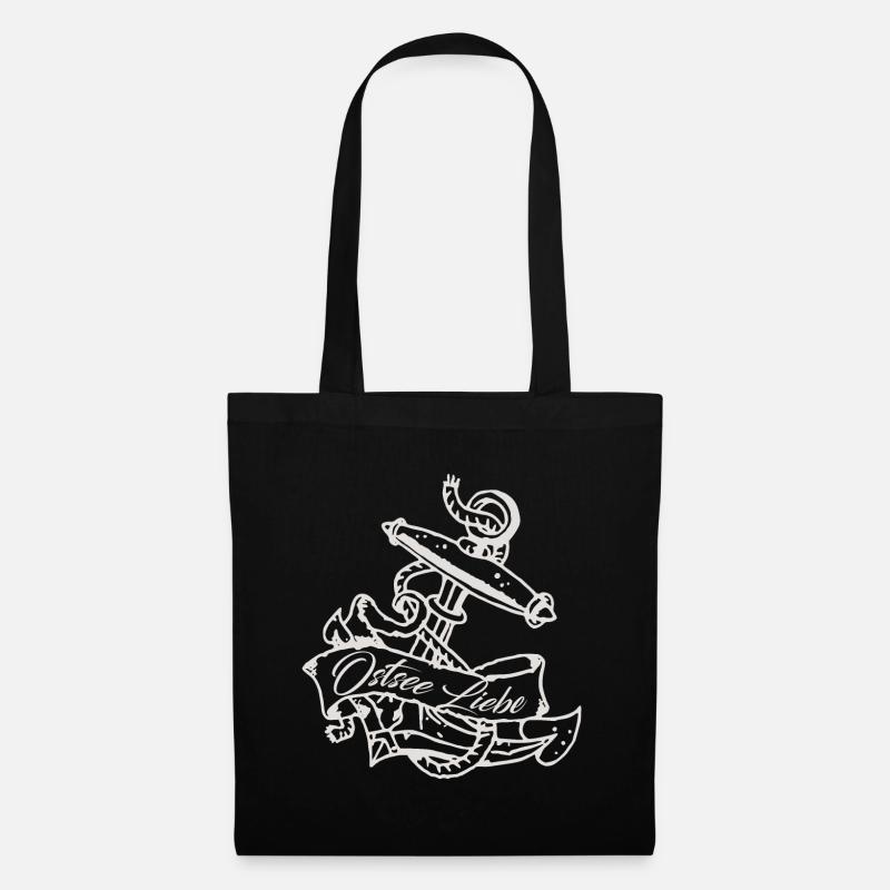 Ostseeliebe - Vintage Tattoo Anker - Stoffbeutel - Schwarz