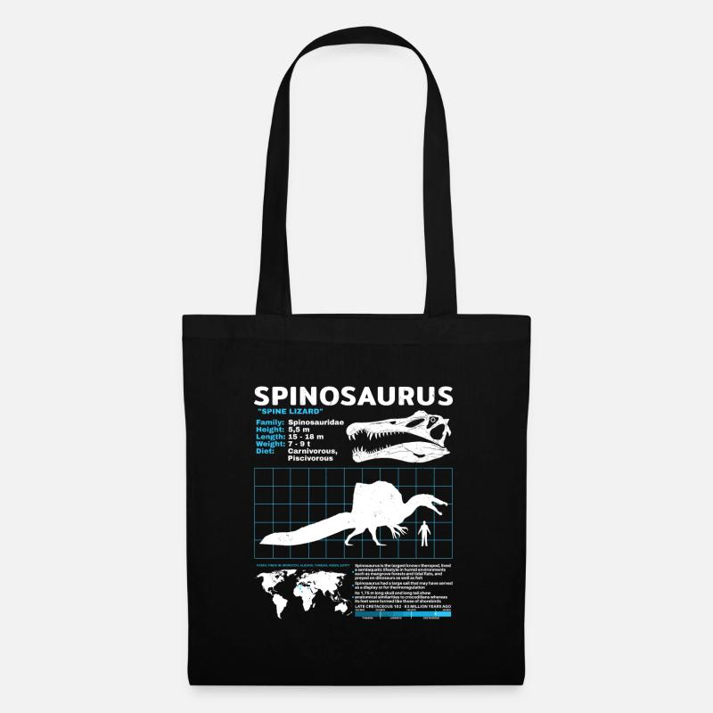 Spinosaurus Datenblatt - Stoffbeutel - Schwarz