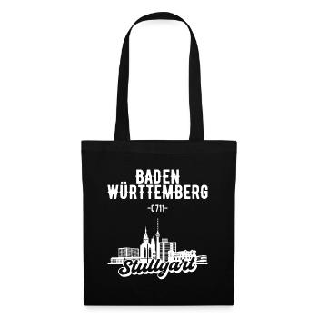 Stuttgart Baden Württemberg Skyline - Stoffbeutel - Schwarz - Vorne