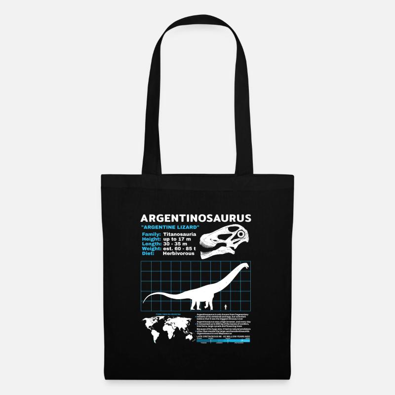 Argentinosaurus Datenblatt - Stoffbeutel - Schwarz