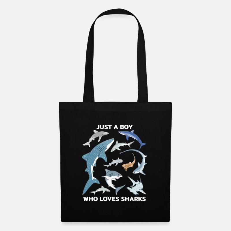 Just a boy who loves Sharks - Stoffbeutel - Schwarz