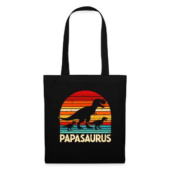 Papasaurus Männer Herren Dinosaurier Dad Dino Papa - Stoffbeutel - Schwarz - Vorne