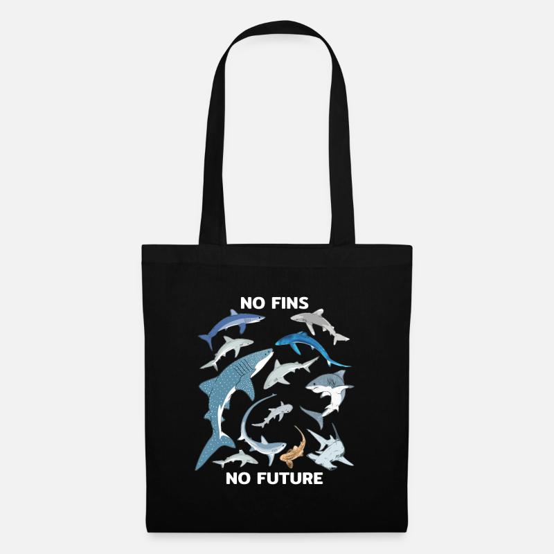 No Fins No Future Blauhai Walhai Haiarten - Stoffbeutel - Schwarz