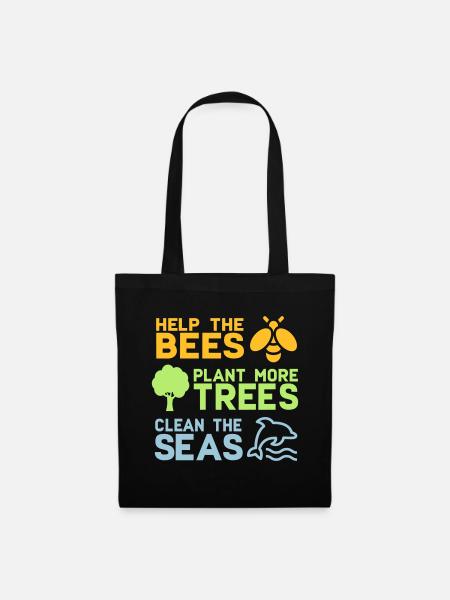 Help the Bees Plant More Trees | Wald Bäume Natur - Stoffbeutel - Schwarz