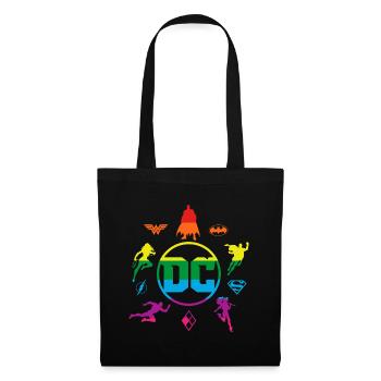 Justice League DC Superhelden Regenbogen Logos - Stoffbeutel - Schwarz - Vorne