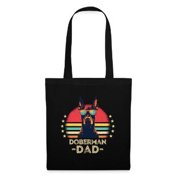 Doberman avec lunettes de soleil rétro - Sac en tissu - noir - Devant