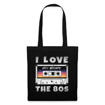 J’aime les années 80 Mixtape de cassette de musique des années 80 - Sac en tissu - noir - Devant