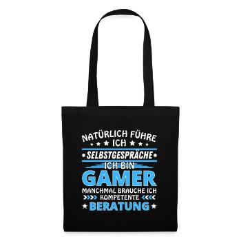 Ich führe Selbstgespräche - Gamer Edition blau - Stoffbeutel - Schwarz - Vorne