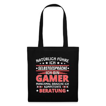 Ich führe Selbstgespräche - Gamer Edition - Stoffbeutel - Schwarz - Vorne