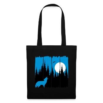 Wolf in front of the moon / sun forest dweller forest animal gift - Tote Bag - black - Front