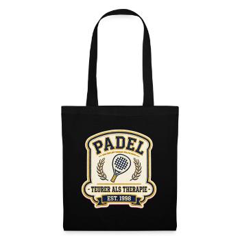Padel Shirt Teurer Als Therapie | Padel Geschenk - Stoffbeutel - Schwarz - Vorne