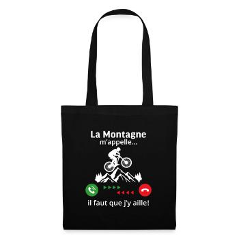 T-shirt vélo la montagne m'appelle Cadeau vtt - Sac en tissu - noir - Devant