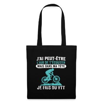 je fais du vtt cadeau vélo tout-terrain - Sac en tissu - noir - Devant