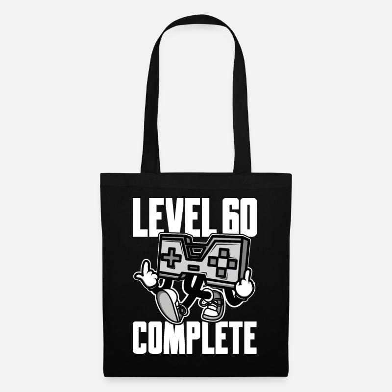 Level 60 Complete Geburtstagsgeschenk 60 Jahre - Stoffbeutel - Schwarz