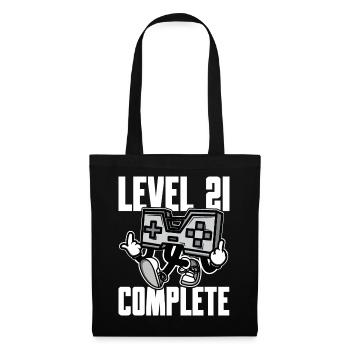 Level 21 Complete Geburtstagsgeschenk 21 Jahre - Stoffbeutel - Schwarz - Vorne