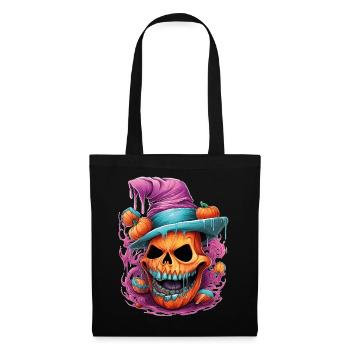 Crâne de citrouille orange, halloween - Sac en tissu - noir - Devant