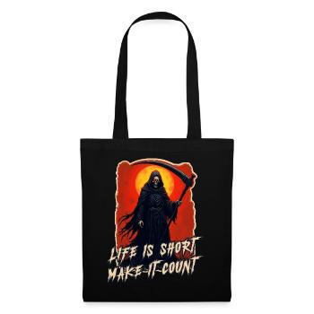 Faucheuse gothique - Mort | Life is Short, Skull - Sac en tissu - noir - Devant