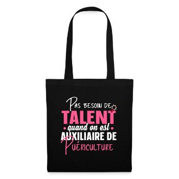 Auxiliaire de puériculture Puéricultrice Métier - Sac en tissu - noir - Devant