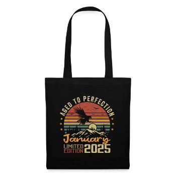 Januar 2025 Retro Vintage Geburtstagsgeschenk - Stoffbeutel - Schwarz - Vorne