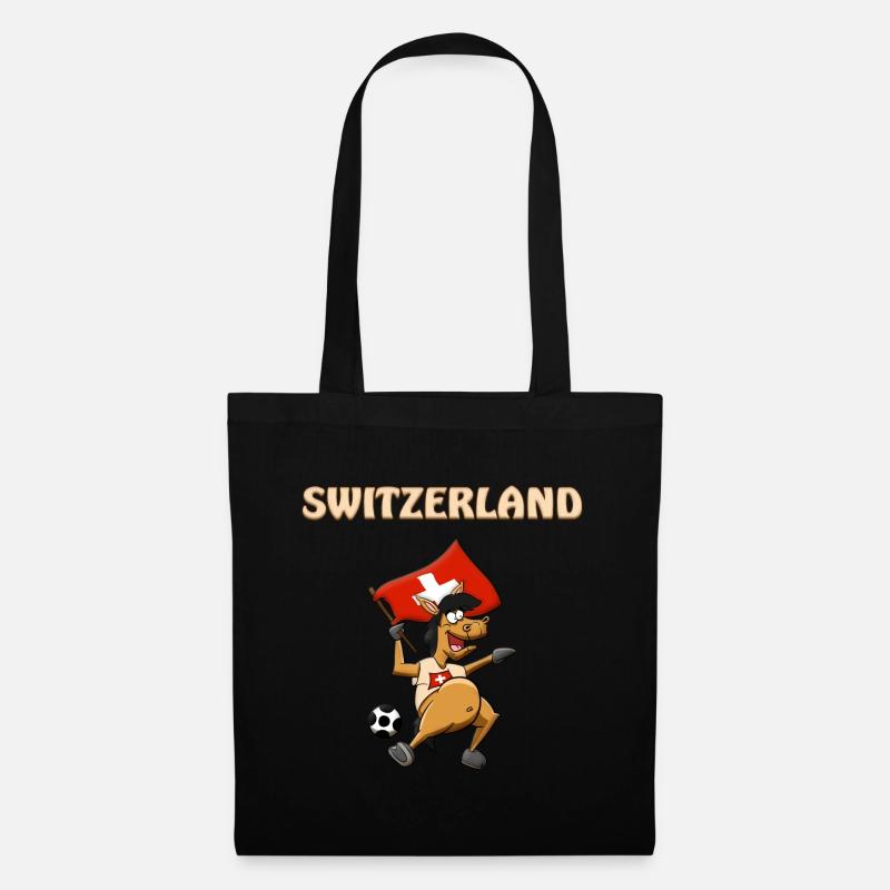 Schweizer Pferd / Schweizer Fans - Stoffbeutel - Schwarz